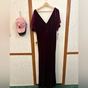 Burgundy velvet bridesmaid dress